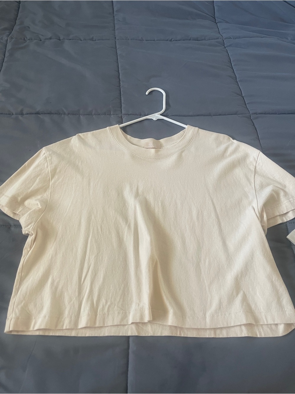 nuuds Cream Short Sleeve Crewneck Crop Top